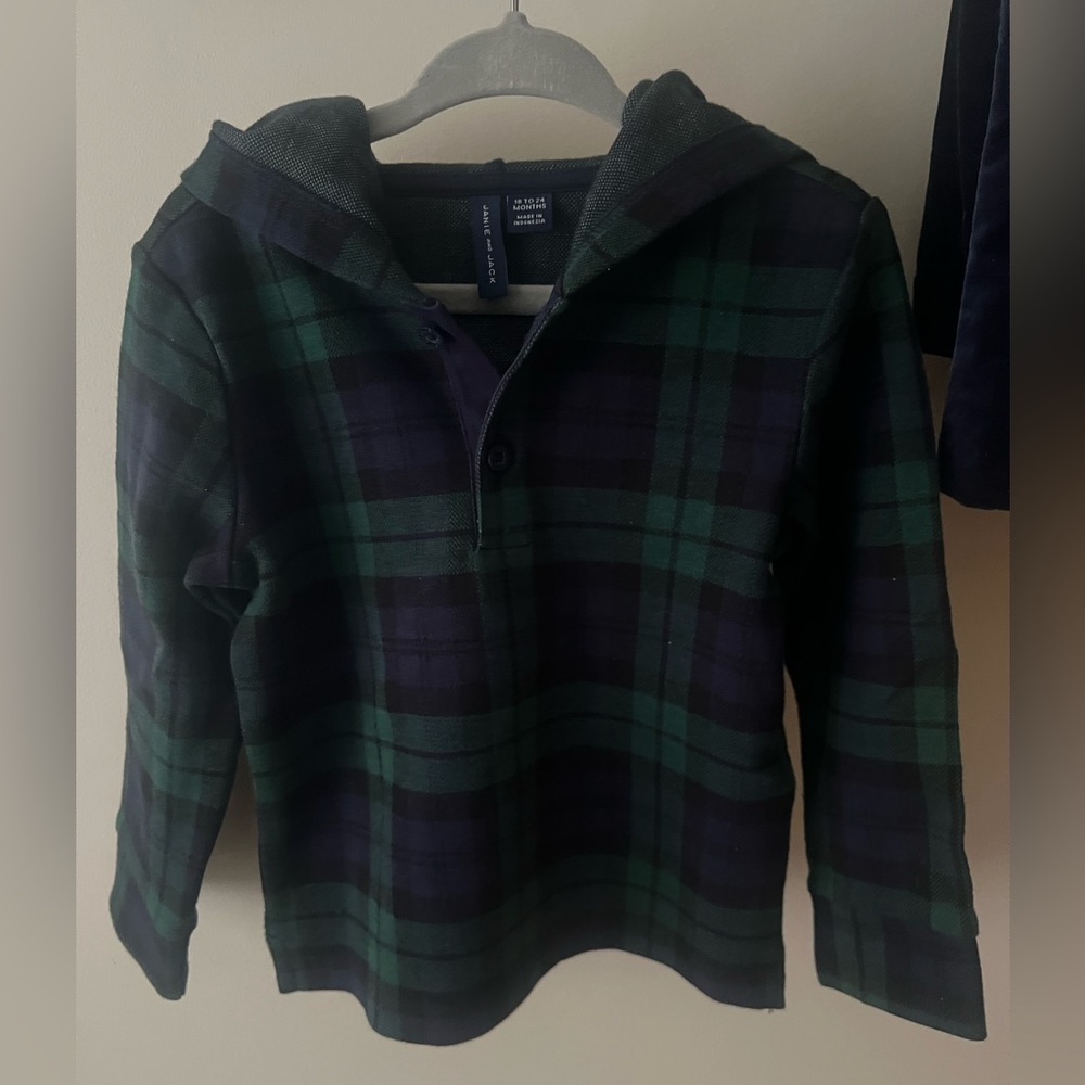 Janie and Jack Blue and Green Plaid Shirt